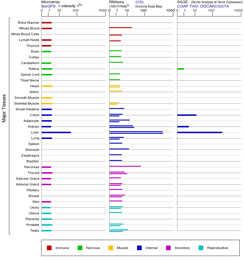 Gene expression across tissues