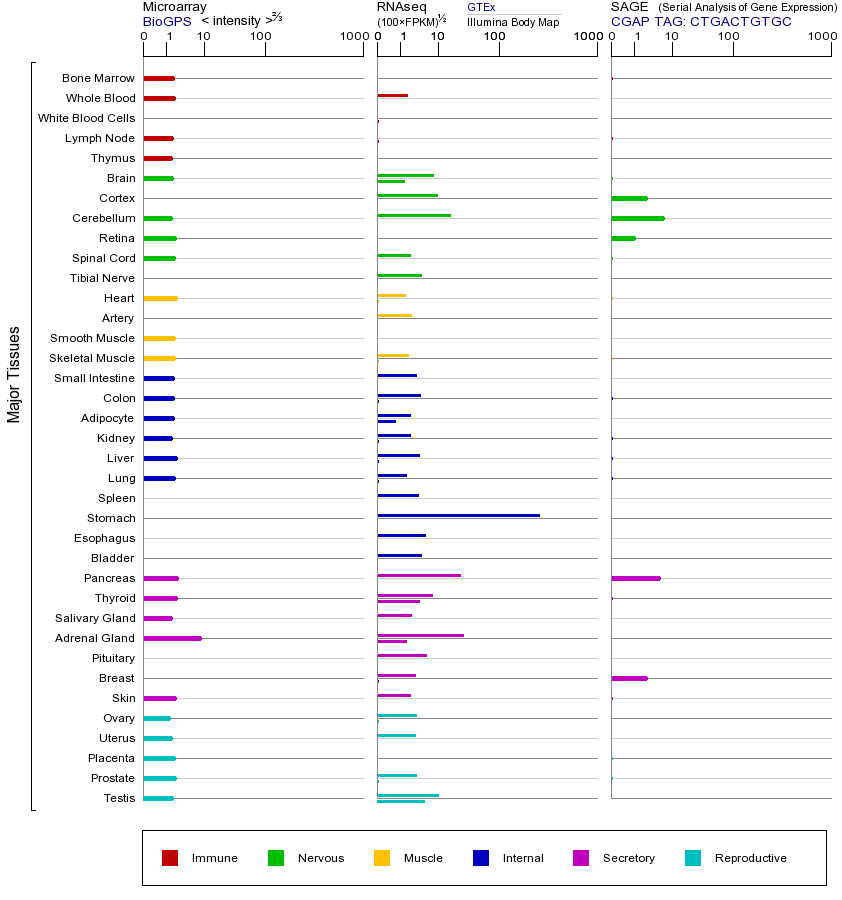 Gene expression across tissues