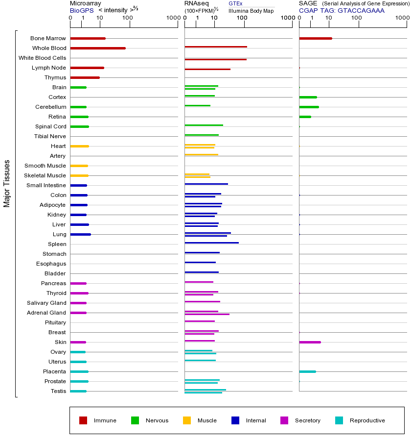 Gene expression across tissues
