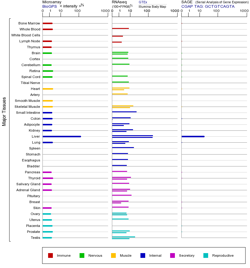 Gene expression across tissues