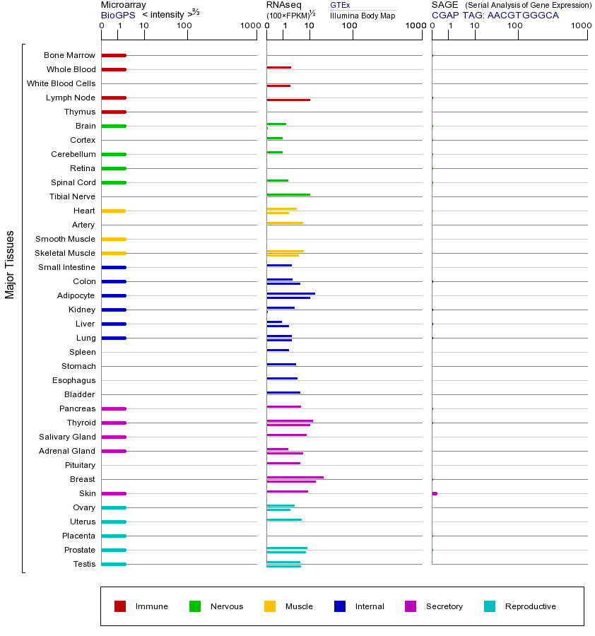 Gene expression across tissues