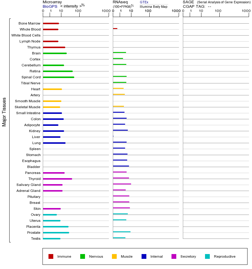 Gene expression across tissues