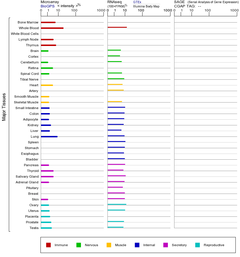 Gene expression across tissues
