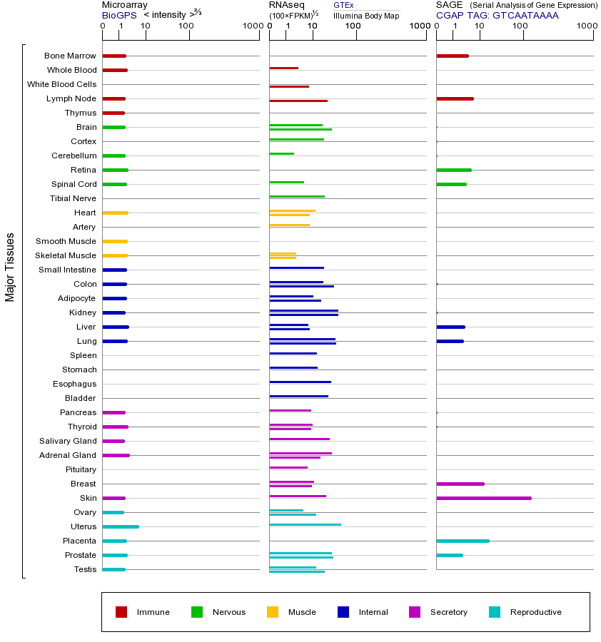 Gene expression across tissues