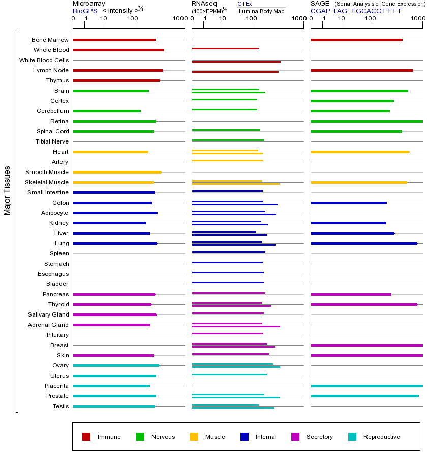 Gene expression across tissues