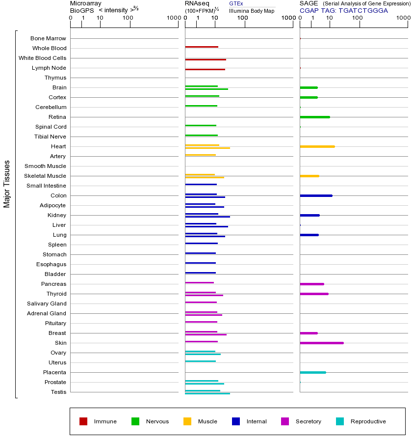 Gene expression across tissues