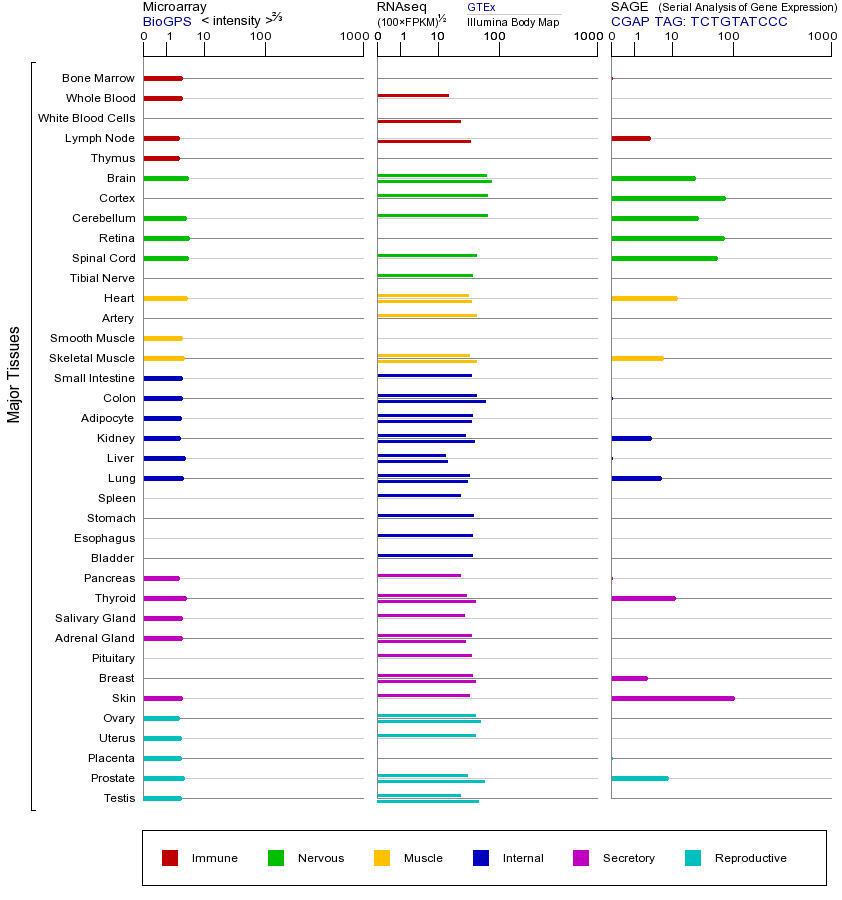 Gene expression across tissues
