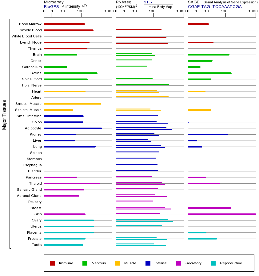 Gene expression across tissues